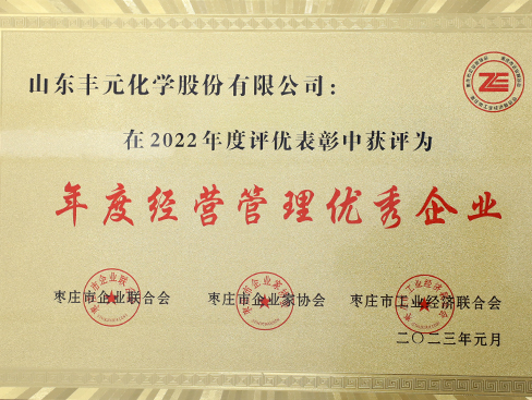 棗莊市年度經(jīng)營管理優(yōu)秀企業(yè)